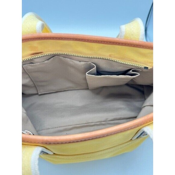 COACH Hampton Yellow & White Double Handles Satin Satchel #F11992 - Picture 6 of 7